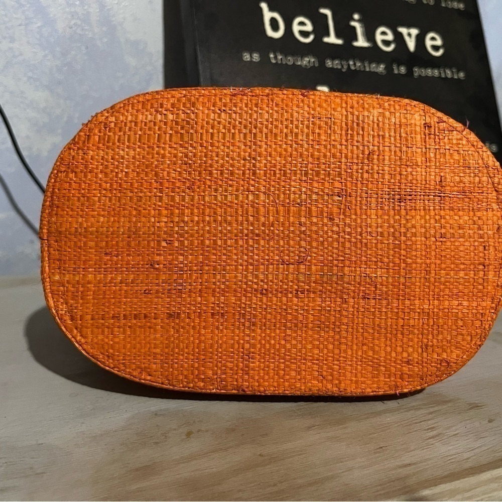 🩷Free🩷Vintage boho handbag,orange,wood handles - Picture 7 of 11